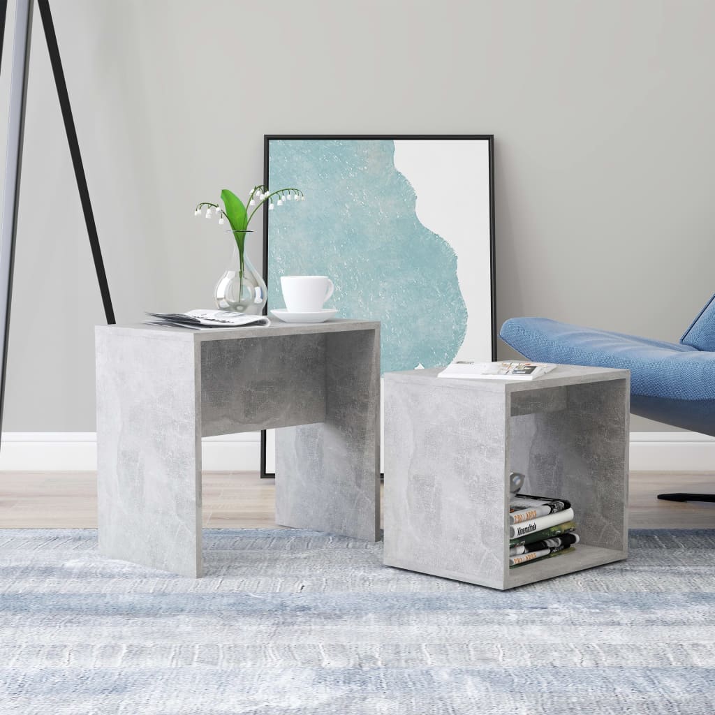Coffee Table Set Concrete Grey 48x30x45 cm Engineered Wood - Bargainia.com - 