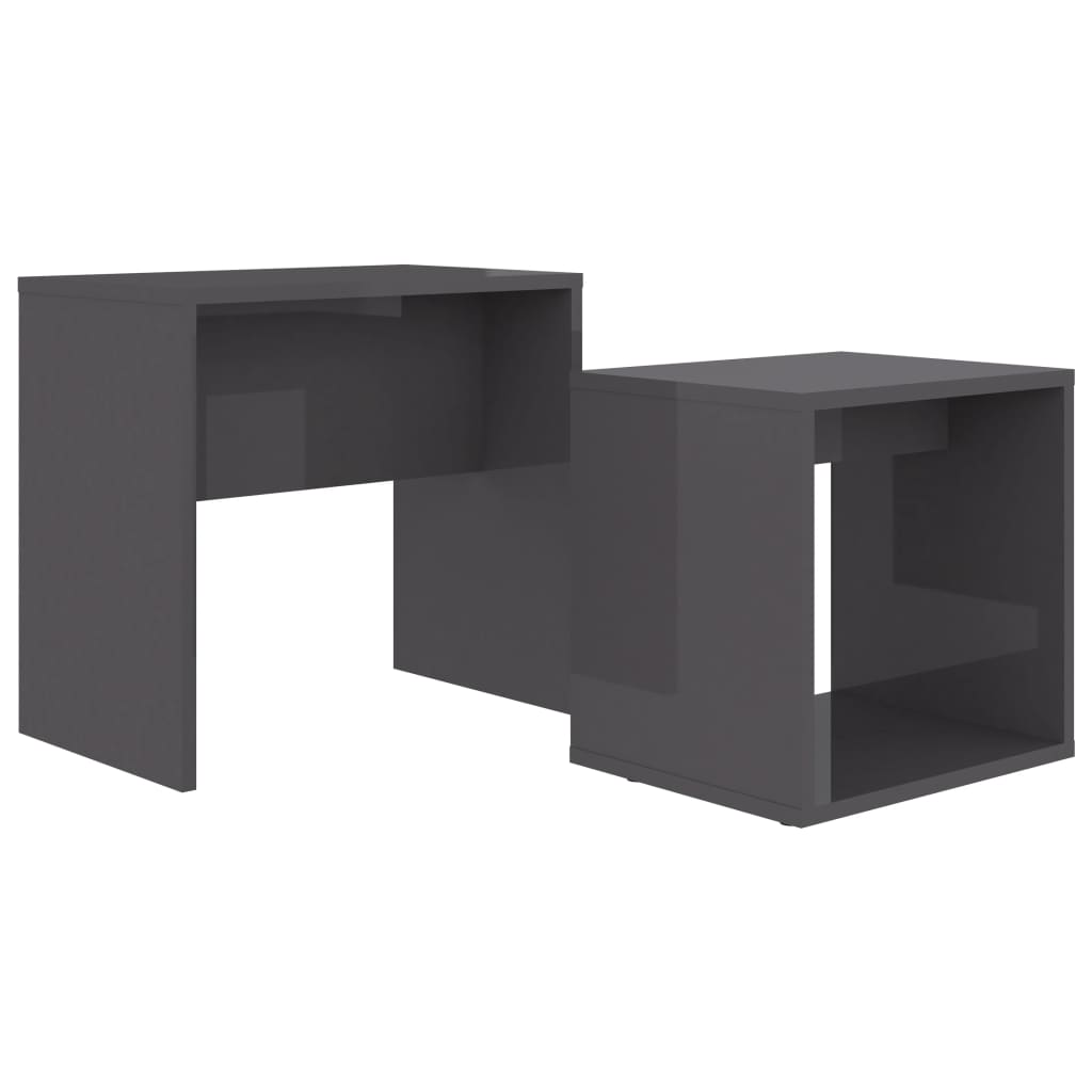 Coffee Table Set High Gloss Grey 48x30x45 cm Engineered Wood - Bargainia.com - 