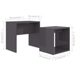 Coffee Table Set High Gloss Grey 48x30x45 cm Engineered Wood - Bargainia.com - 