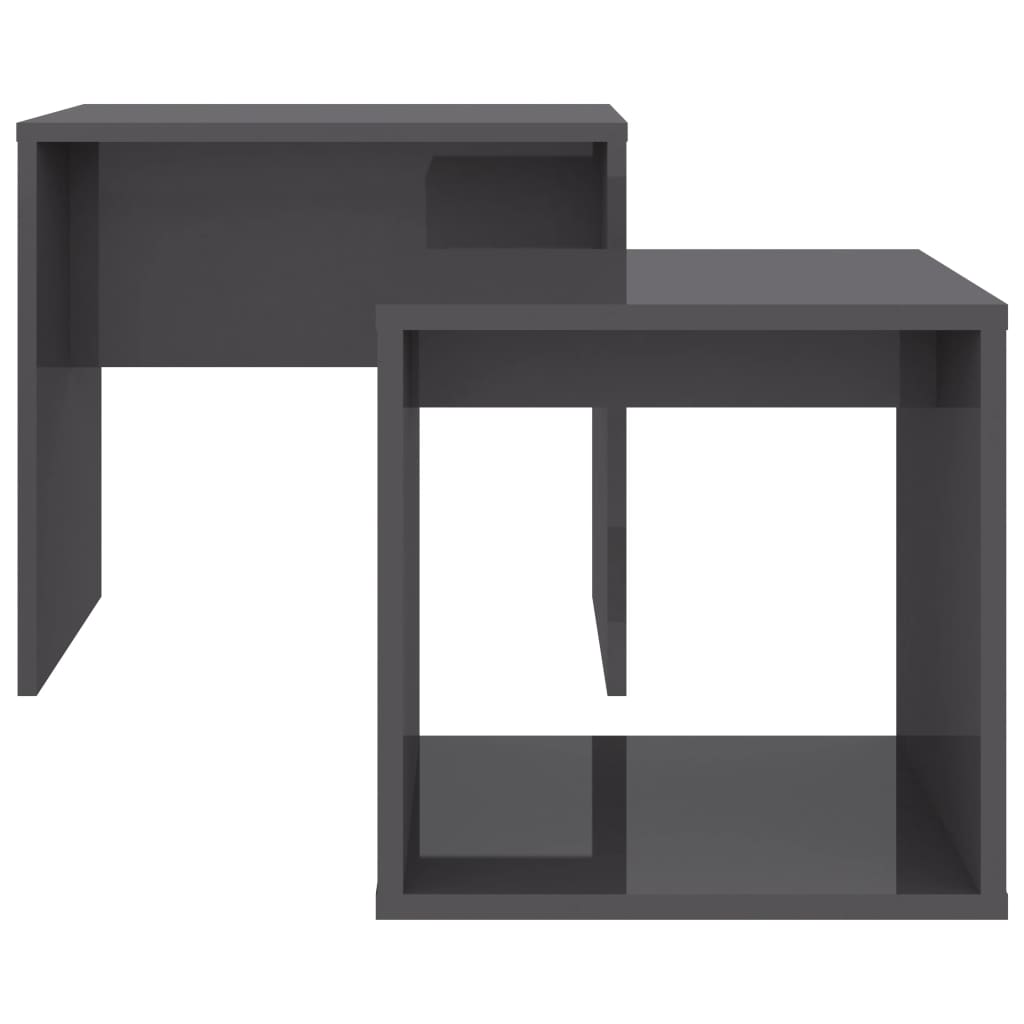 Coffee Table Set High Gloss Grey 48x30x45 cm Engineered Wood - Bargainia.com - 