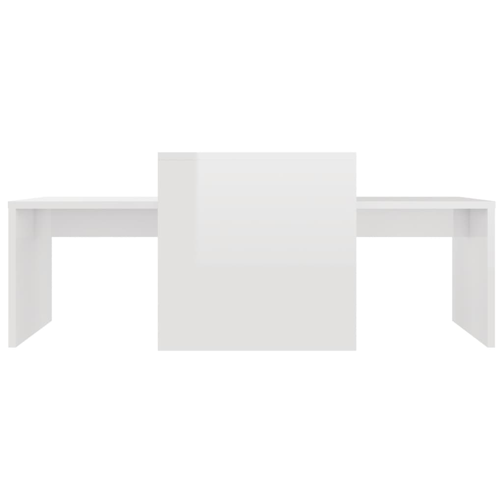 Coffee Table Set High Gloss White 100x48x40 cm Engineered Wood - Bargainia.com - 