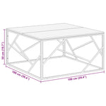 Coffee Table Silver Stainless Steel and Solid Wood Acacia - Bargainia.com - 