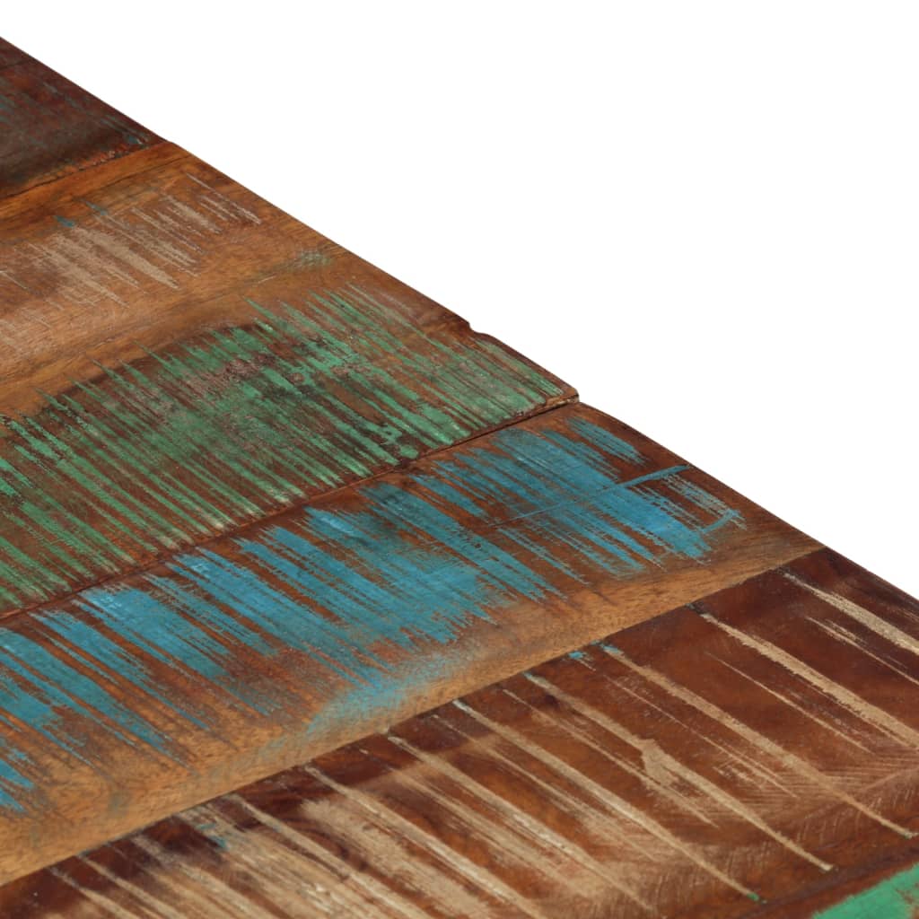 Coffee Table Silver Stainless Steel and Solid Wood Reclaimed - Bargainia.com - 