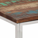 Coffee Table Silver Stainless Steel and Solid Wood Reclaimed - Bargainia.com - 