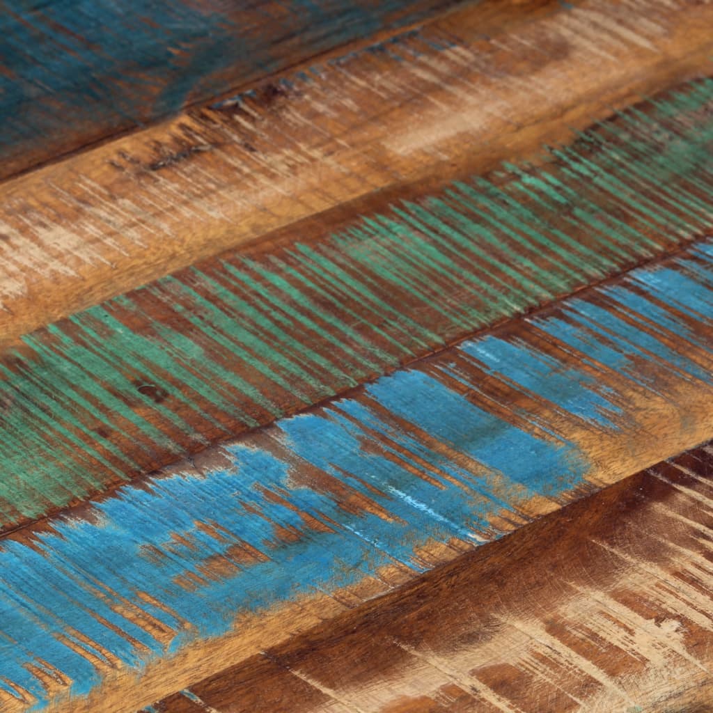 Coffee Table Silver Stainless Steel and Solid Wood Reclaimed - Bargainia.com - 