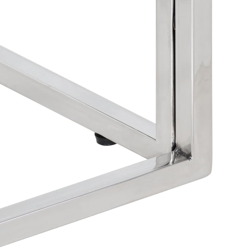 Coffee Table Silver Stainless Steel and Solid Wood Reclaimed - Bargainia.com - 