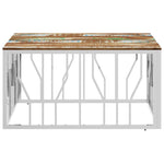 Coffee Table Silver Stainless Steel and Solid Wood Reclaimed - Bargainia.com - 