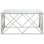Coffee Table Silver Stainless Steel and Tempered Glass - Bargainia.com - 