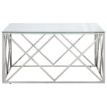 Coffee Table Silver Stainless Steel and Tempered Glass - Bargainia.com - 
