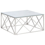 Coffee Table Silver Stainless Steel and Tempered Glass - Bargainia.com - 