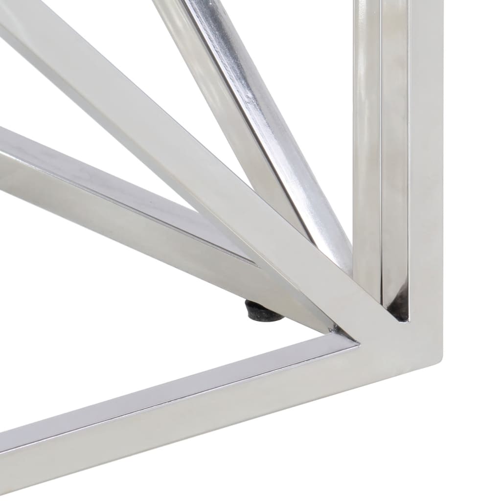Coffee Table Silver Stainless Steel and Tempered Glass - Bargainia.com - 