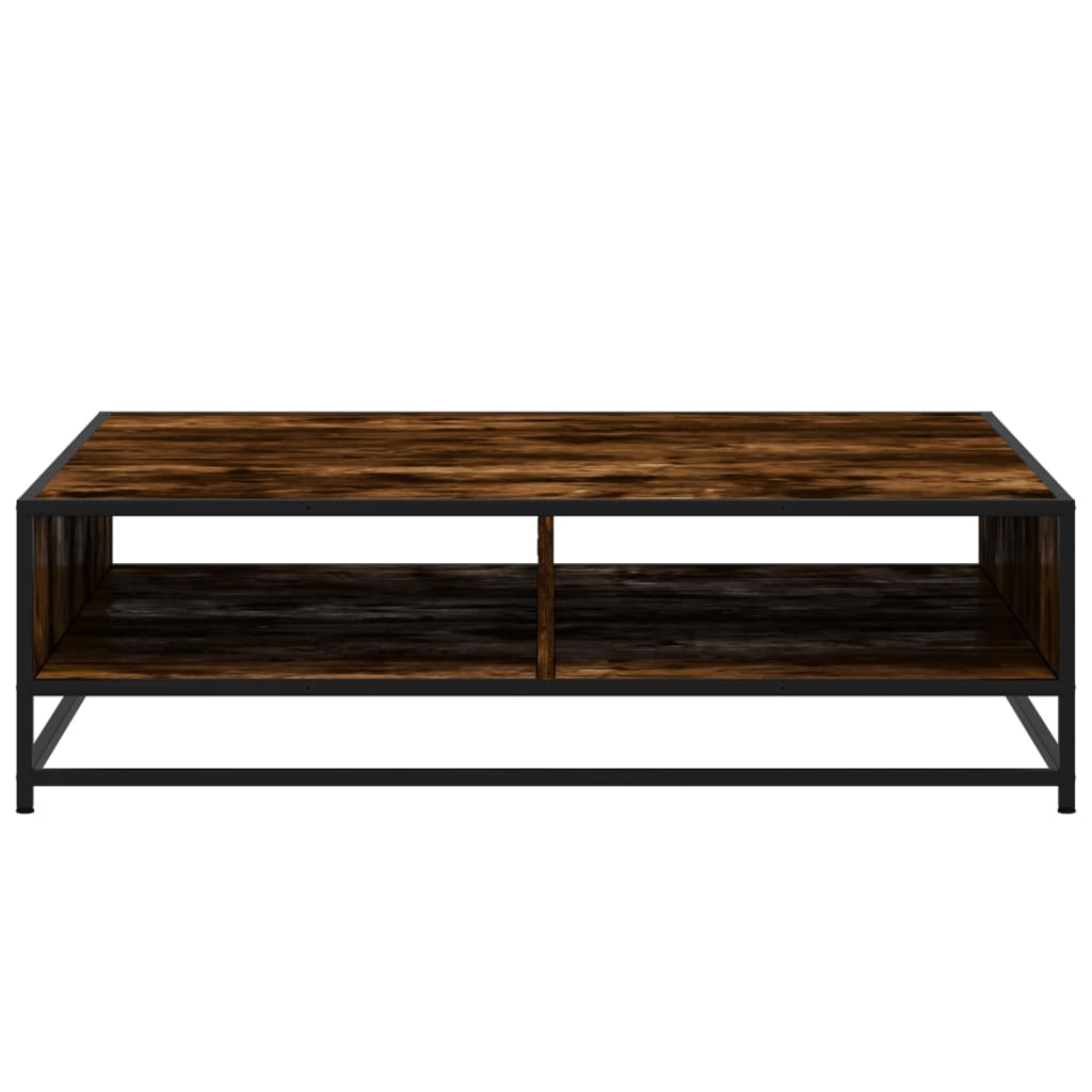 Coffee Table Smoked Oak 100x100x30 cm Engineered Wood and Metal - Bargainia.com - 
