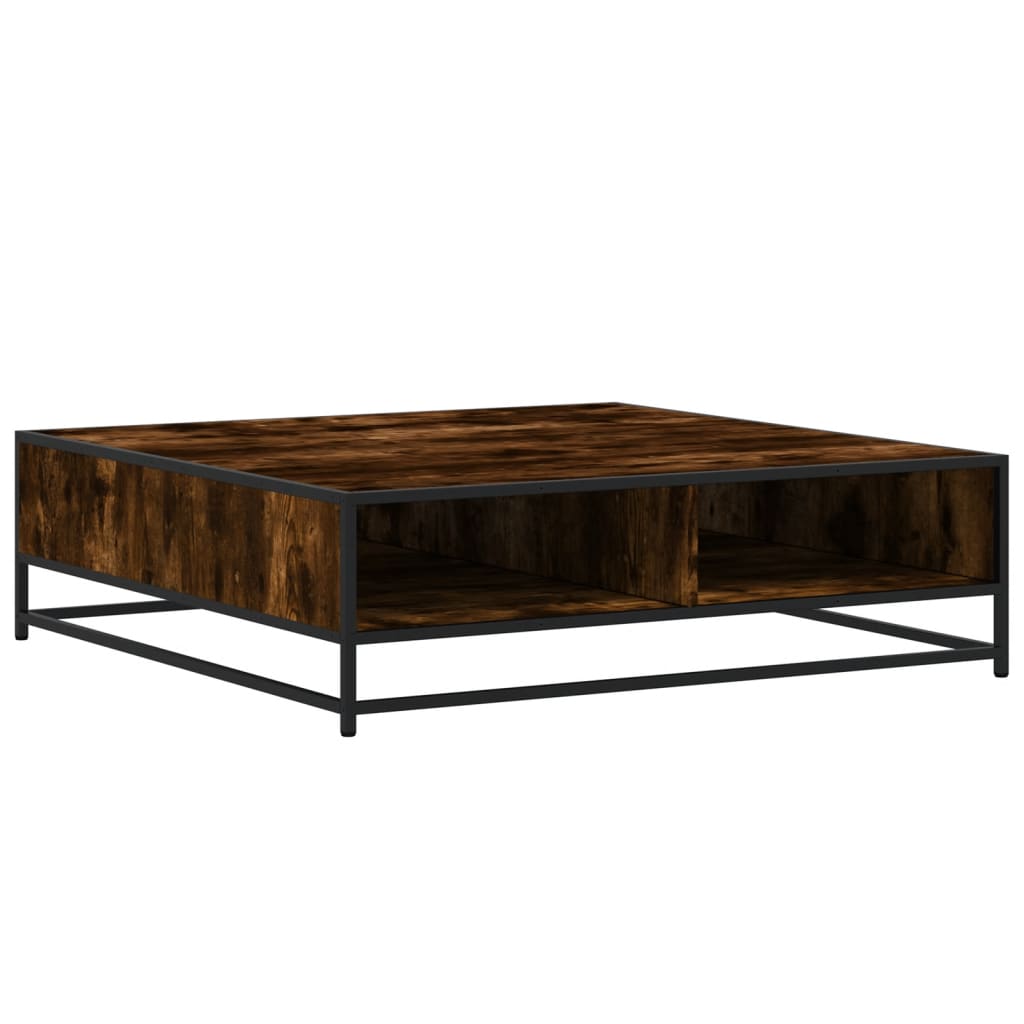 Coffee Table Smoked Oak 100x100x30 cm Engineered Wood and Metal - Bargainia.com - 