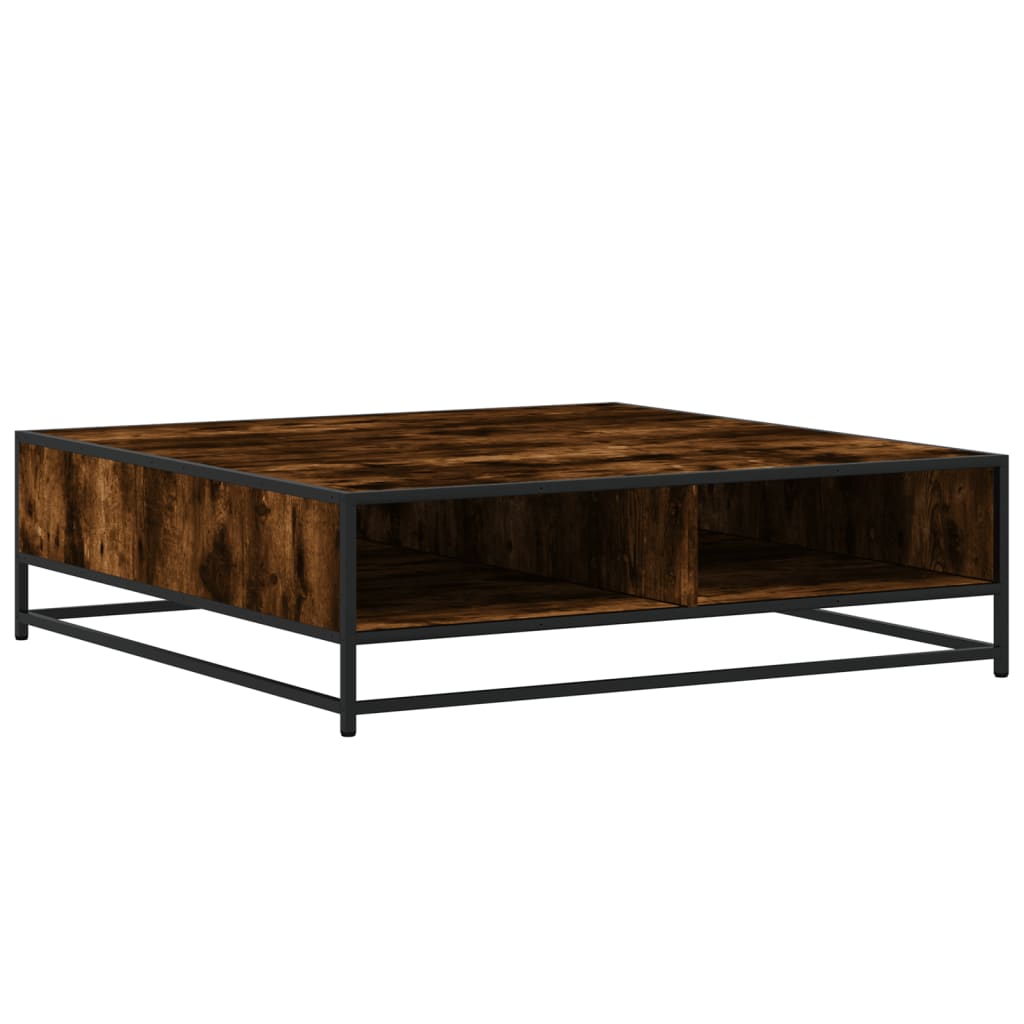 Coffee Table Smoked Oak 100x100x30 cm Engineered Wood and Metal - Bargainia.com - 
