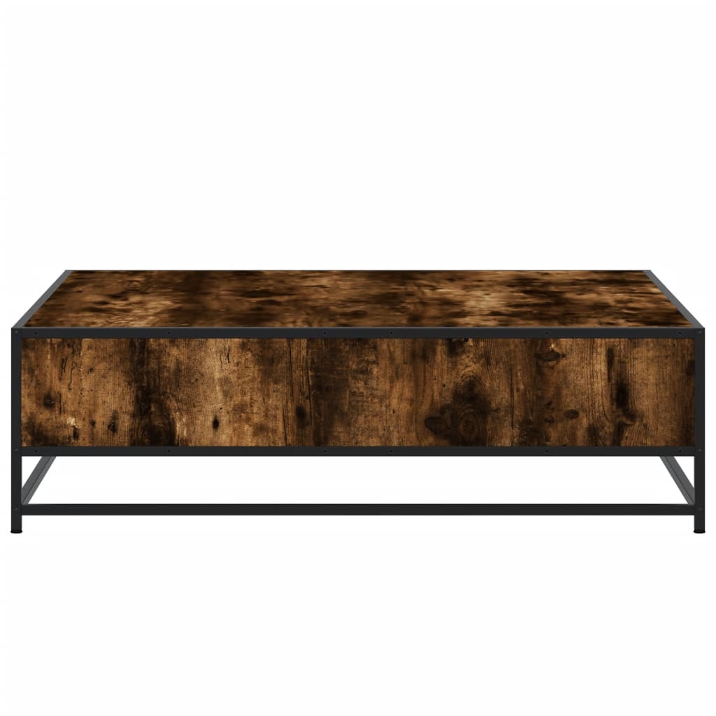 Coffee Table Smoked Oak 100x100x30 cm Engineered Wood and Metal - Bargainia.com - 