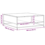 Coffee Table Smoked Oak 100x100x30 cm Engineered Wood and Metal - Bargainia.com - 