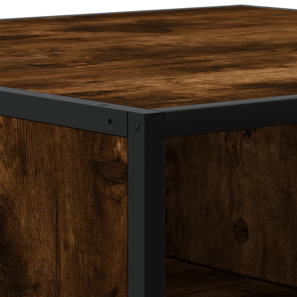 Coffee Table Smoked Oak 100x100x30 cm Engineered Wood and Metal - Bargainia.com - 