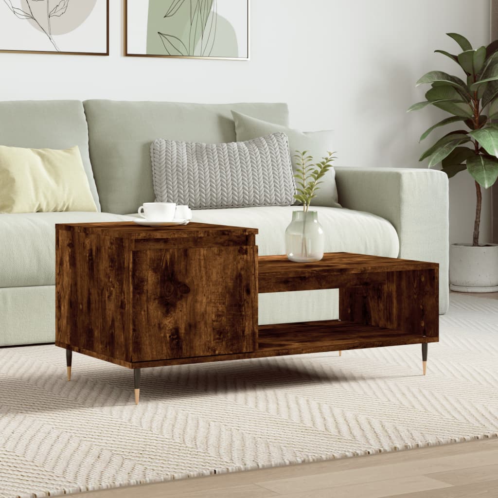 Coffee Table Smoked Oak 100x50x45 cm Engineered Wood - Bargainia.com - 