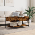 Coffee Table Smoked Oak 100x50x50 cm Engineered Wood and Metal - Bargainia.com - 