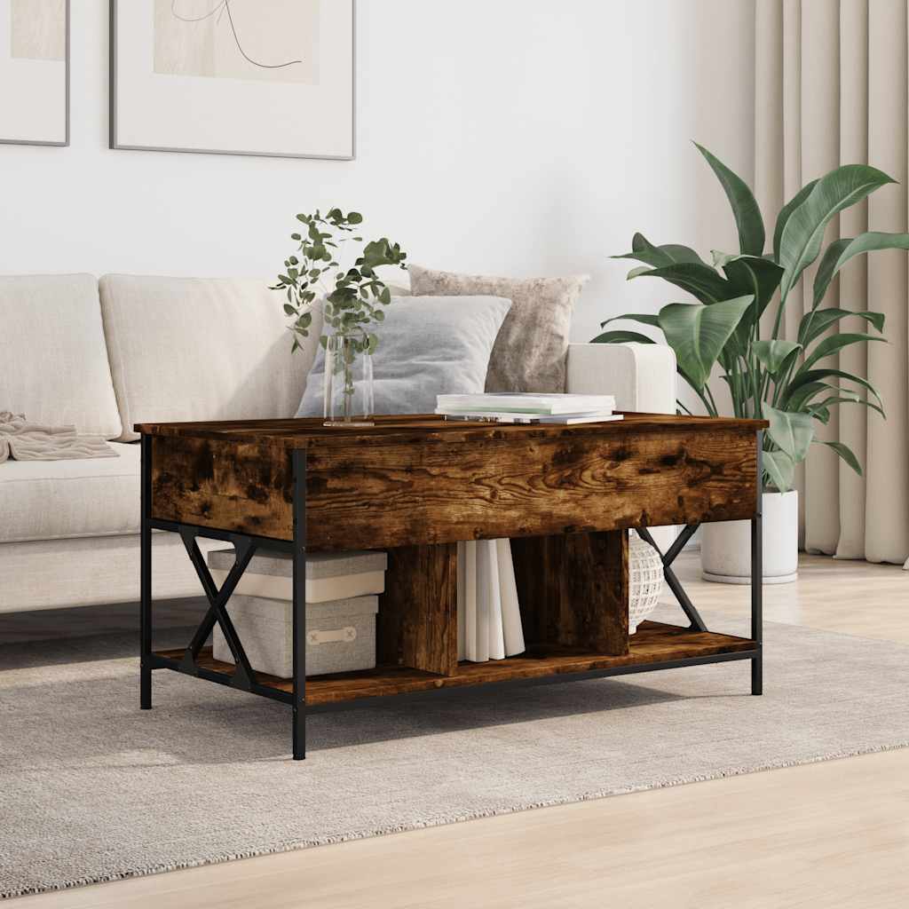 Coffee Table Smoked Oak 100x55x50 cm Engineered Wood and Metal - Bargainia.com - 8721012478770 - 845338