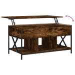 Coffee Table Smoked Oak 100x55x50 cm Engineered Wood and Metal - Bargainia.com - 