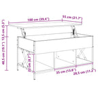 Coffee Table Smoked Oak 100x55x50 cm Engineered Wood and Metal - Bargainia.com - 