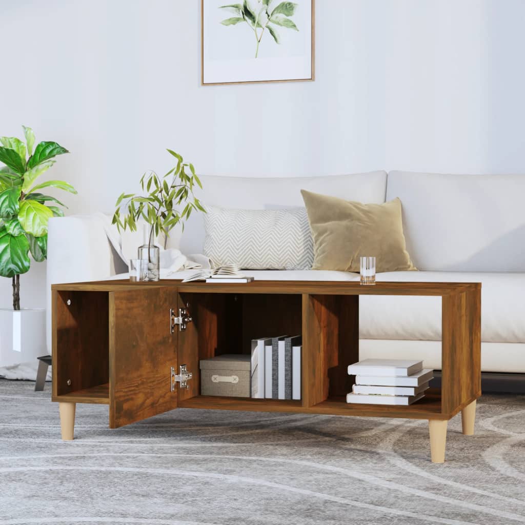 Coffee Table Smoked Oak 102x50x40 cm Engineered Wood - Bargainia.com - 