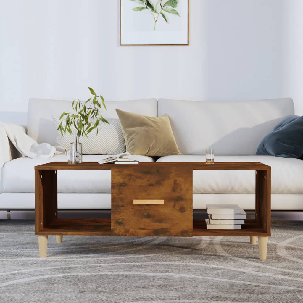 Coffee Table Smoked Oak 102x50x40 cm Engineered Wood - Bargainia.com - 