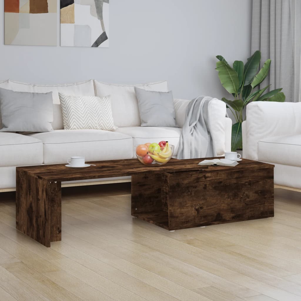 Coffee Table Smoked Oak 150x50x35 cm Engineered Wood - Bargainia.com - 