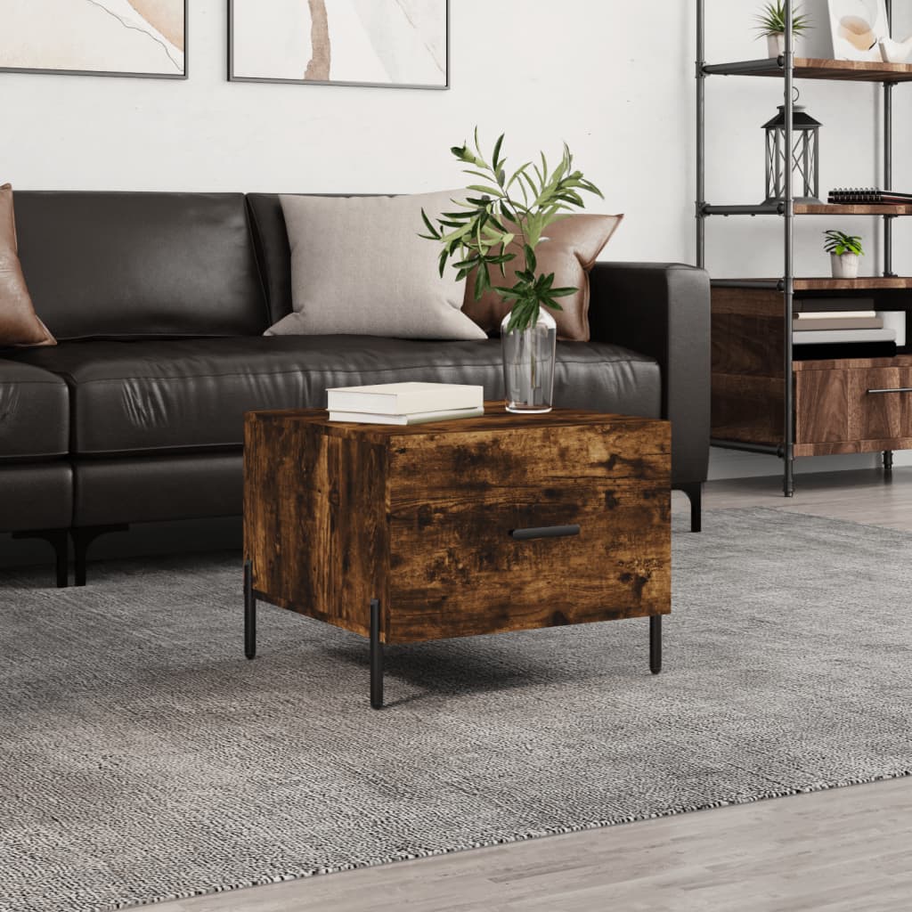 Coffee Table Smoked Oak 50x50x40 cm Engineered Wood - Bargainia.com - 