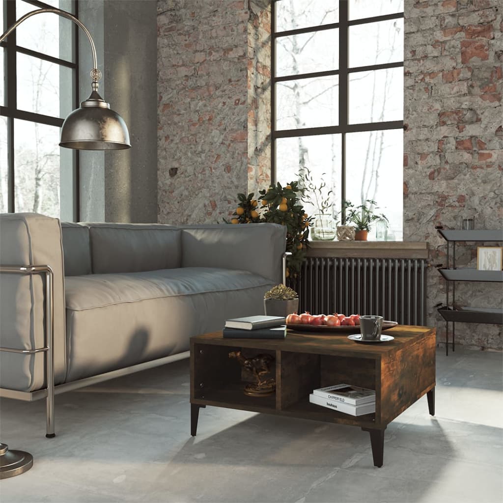 Coffee Table Smoked Oak 60x60x30 cm Engineered Wood - Bargainia.com - 