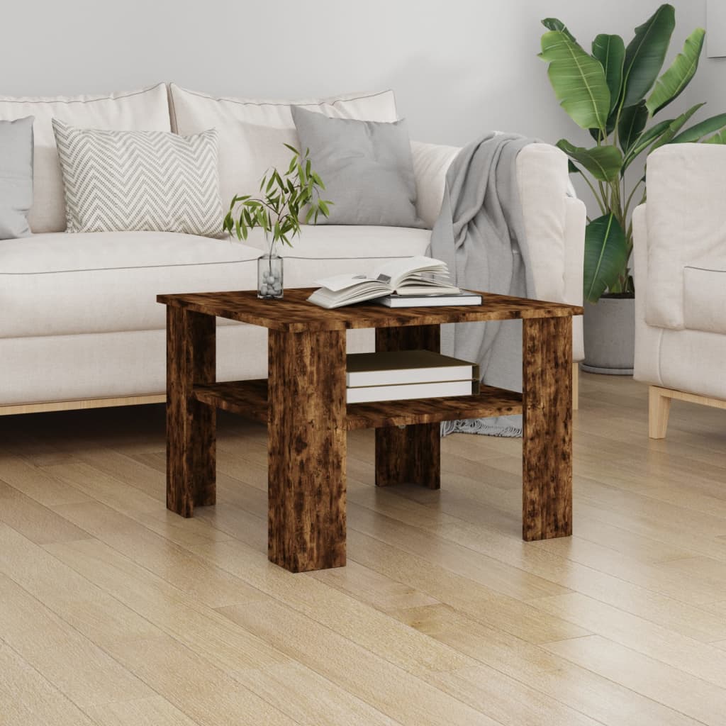 Coffee Table Smoked Oak 60x60x42 cm Engineered Wood - Bargainia.com - 