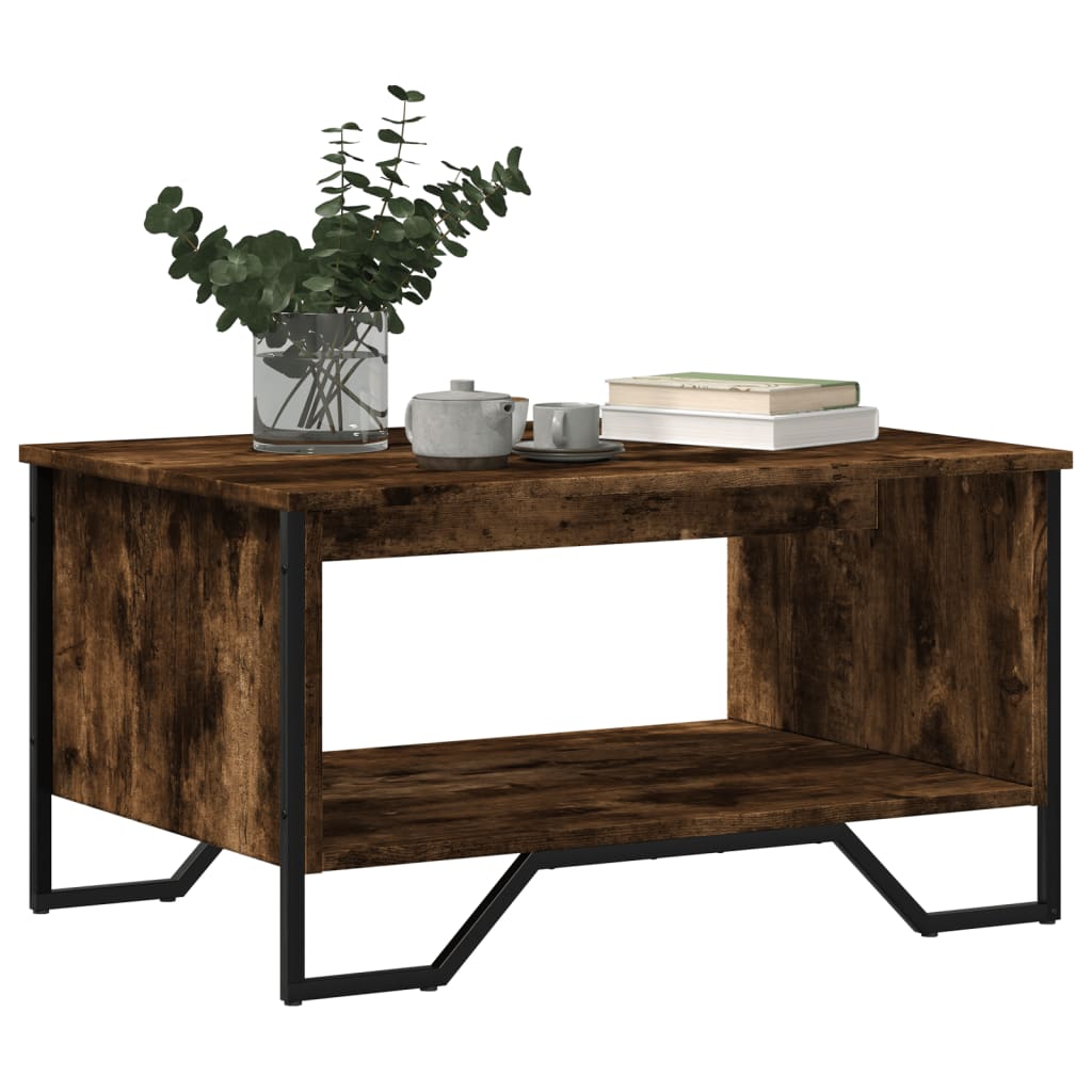 Coffee Table Smoked Oak 75x51x40 cm Engineered Wood - Bargainia.com - 