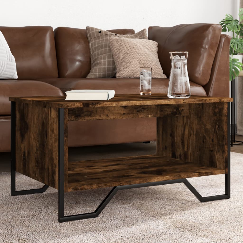 Coffee Table Smoked Oak 75x51x40 cm Engineered Wood - Bargainia.com - 