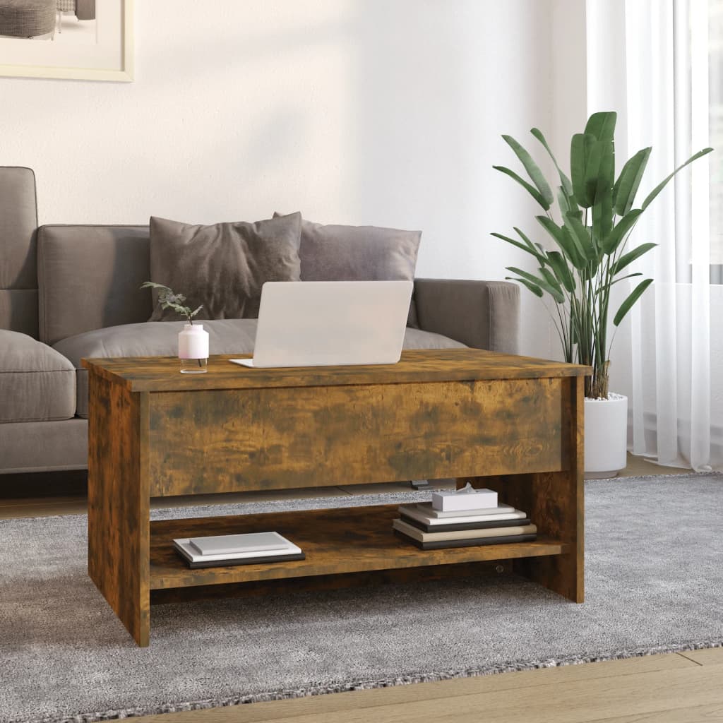 Coffee Table Smoked Oak 80x50x40 cm Engineered Wood - Bargainia.com - 