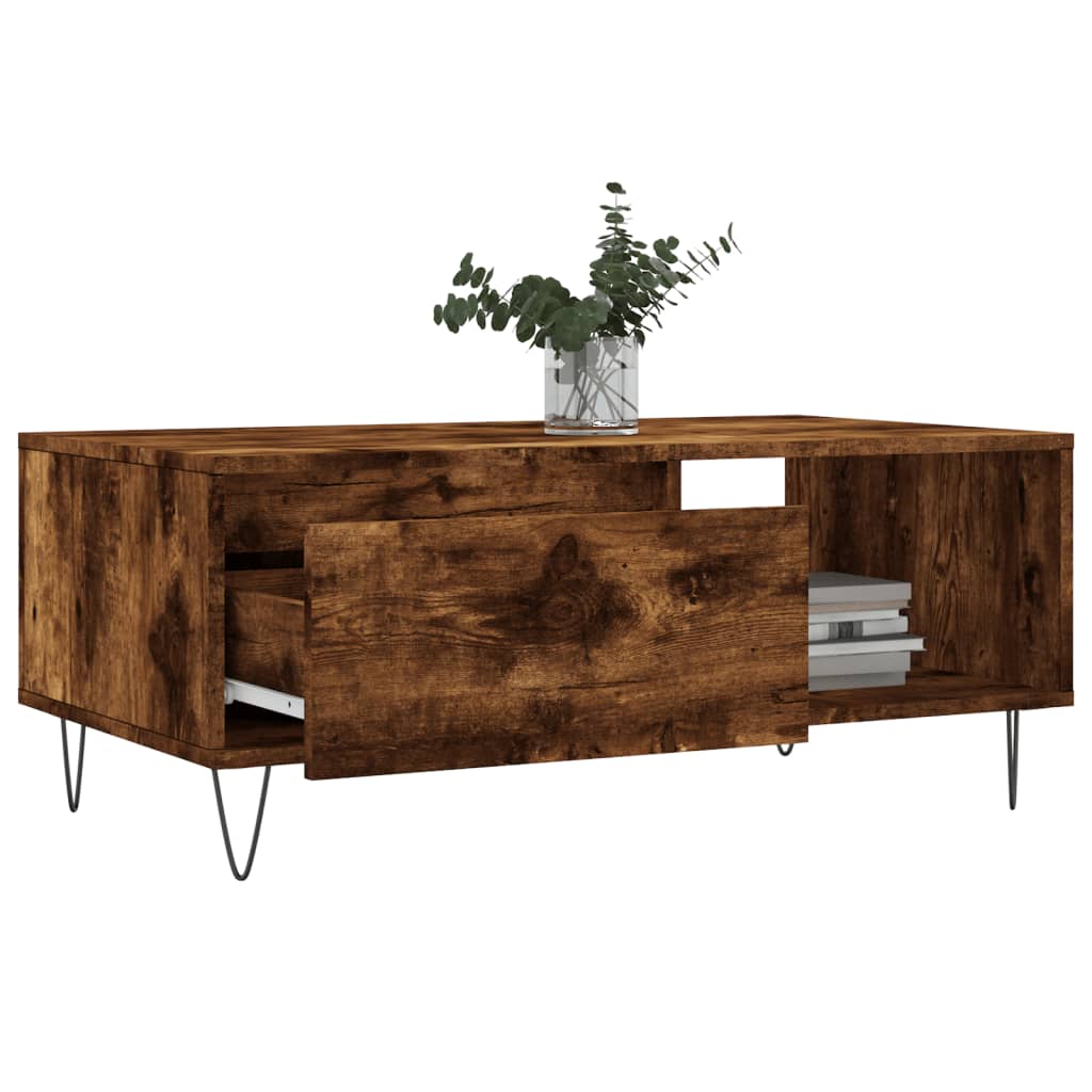 Coffee Table Smoked Oak 90x50x36.5 cm Engineered Wood - Bargainia.com - 
