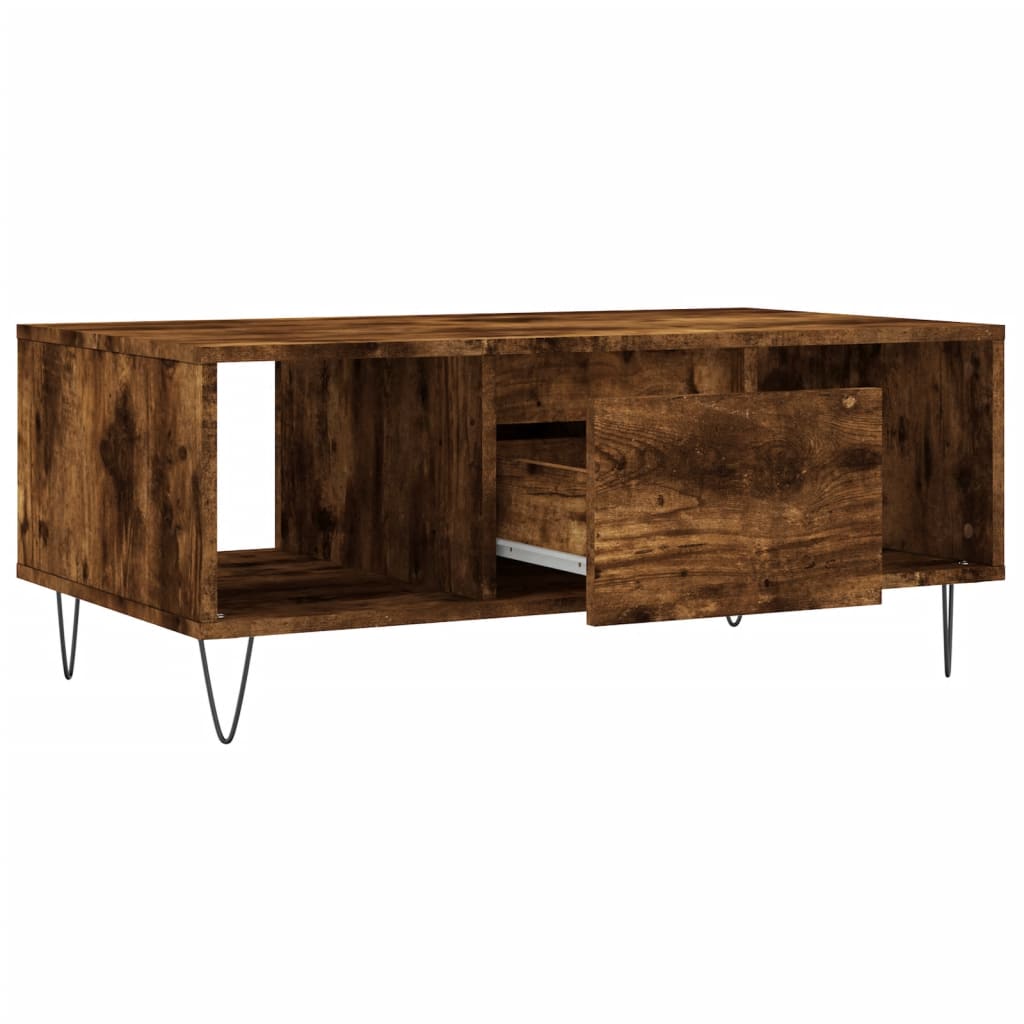 Coffee Table Smoked Oak 90x50x36.5 cm Engineered Wood - Bargainia.com - 