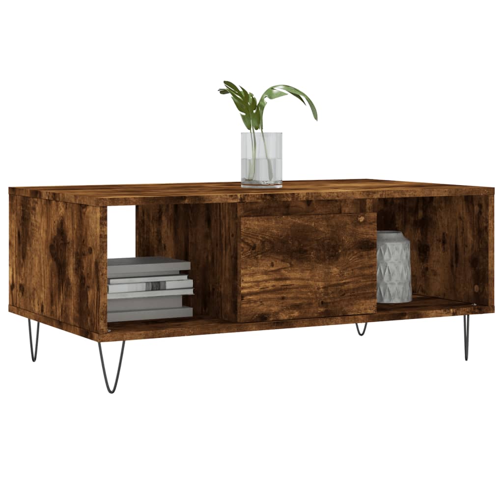 Coffee Table Smoked Oak 90x50x36.5 cm Engineered Wood - Bargainia.com - 