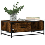 Coffee Table Smoked Oak 90x57x35 cm Engineered Wood and Metal - Bargainia.com - 