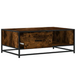 Coffee Table Smoked Oak 90x57x35 cm Engineered Wood and Metal - Bargainia.com - 