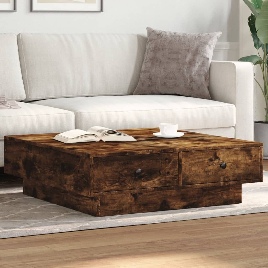 Coffee Table Smoked Oak 90x90x28 cm Engineered Wood - Bargainia.com - 8721102815133 - 848091