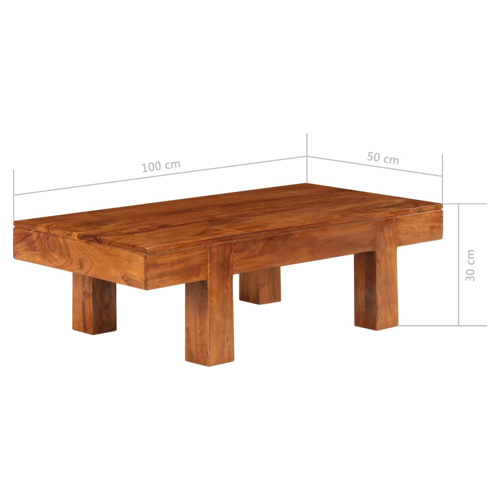 Coffee Table Solid Acacia Wood Honey Finish 100x50x30 cm - Bargainia.com - 8718475586470 - 245655