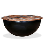 Coffee Table Solid Reclaimed Wood Black Bowl Shape - Bargainia.com - 
