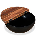 Coffee Table Solid Reclaimed Wood Black Bowl Shape - Bargainia.com - 