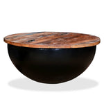 Coffee Table Solid Reclaimed Wood Black Bowl Shape - Bargainia.com - 