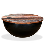 Coffee Table Solid Reclaimed Wood Black Bowl Shape - Bargainia.com - 