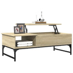 Coffee Table Sonoma Oak 100x50x35 cm Engineered Wood and Metal - Bargainia.com - 