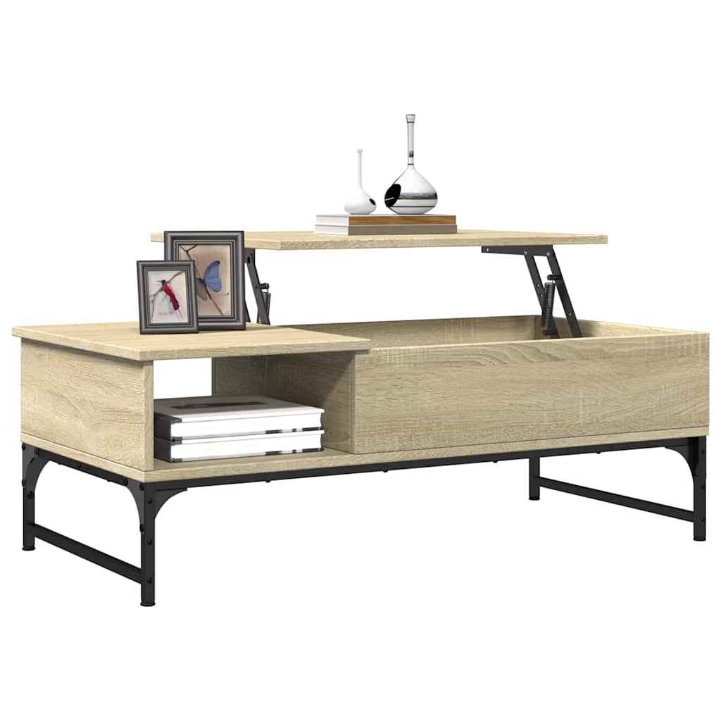 Coffee Table Sonoma Oak 100x50x35 cm Engineered Wood and Metal - Bargainia.com - 