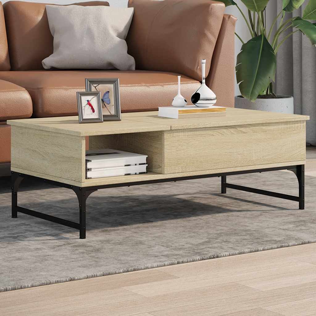 Coffee Table Sonoma Oak 100x50x35 cm Engineered Wood and Metal - Bargainia.com - 