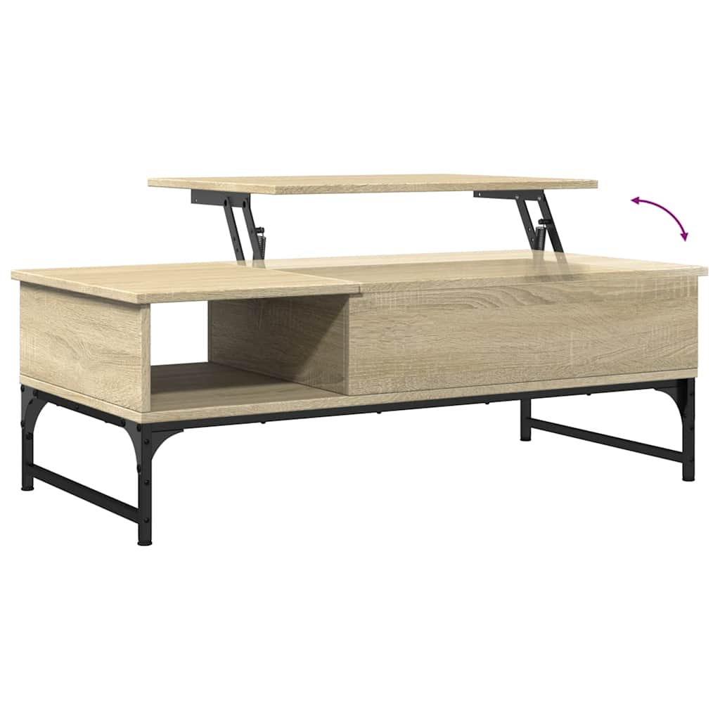 Coffee Table Sonoma Oak 100x50x35 cm Engineered Wood and Metal - Bargainia.com - 